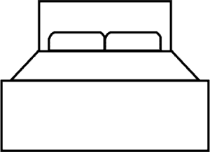 Black and white line drawing of Kind bed.