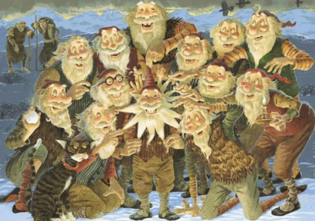 Drawing by Brian Pilkington of the Icelandic Yule Lads. 