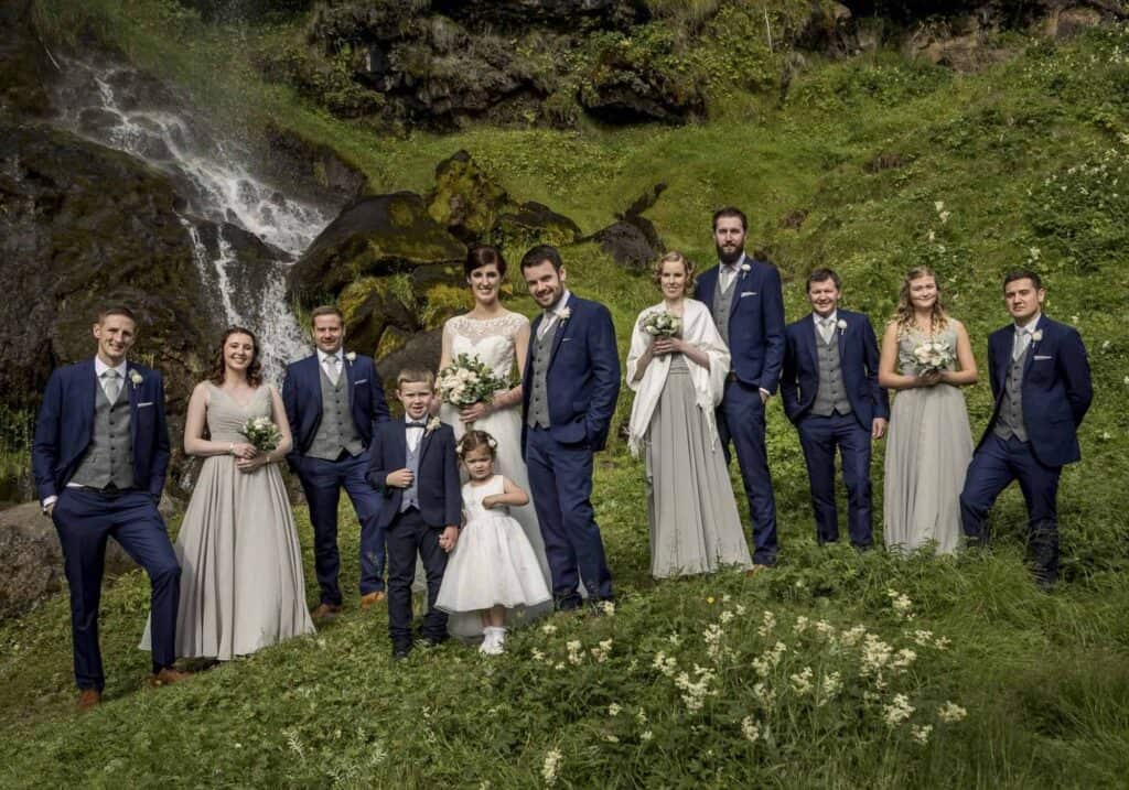 The wedding party in Icelandic nature