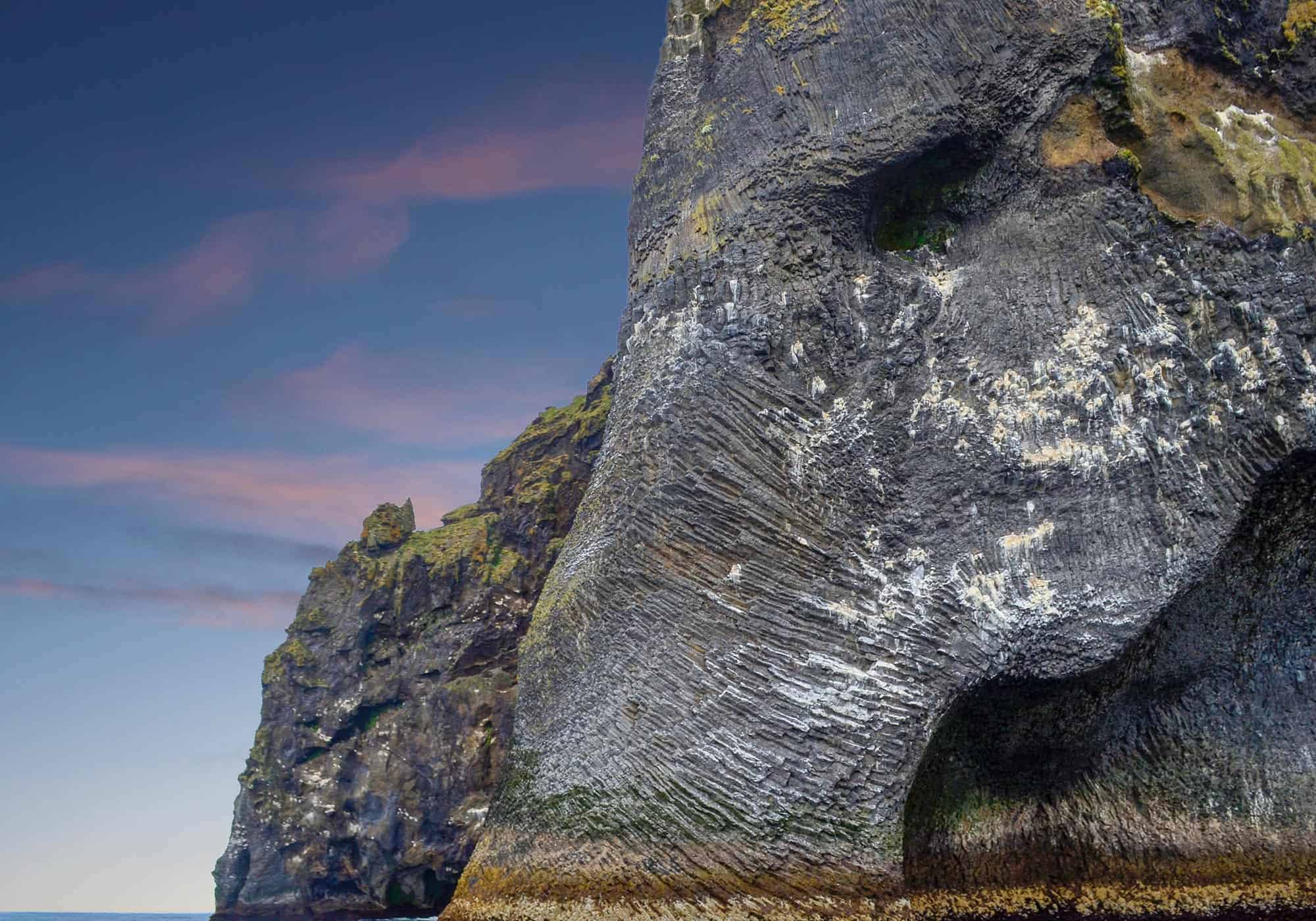 The elephant rock at the Westman Islands in south Iceland.