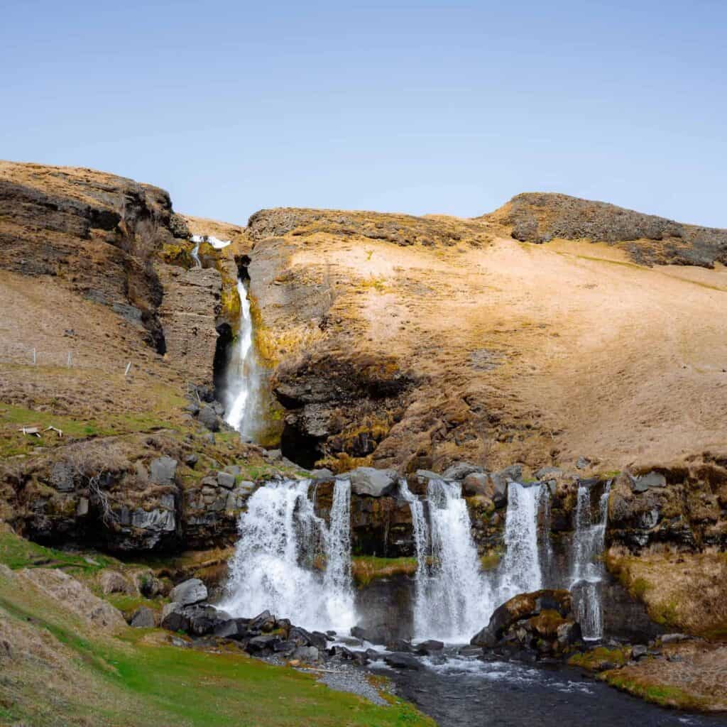 Gluggafoss waterfall in Fljótshlíð Valley, South Iceland