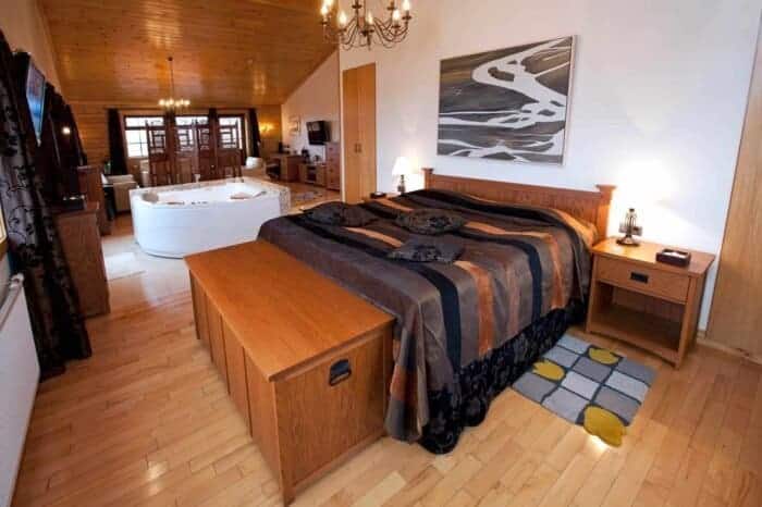 King bed in Hotel Rangá's Royal Suite in south Iceland.