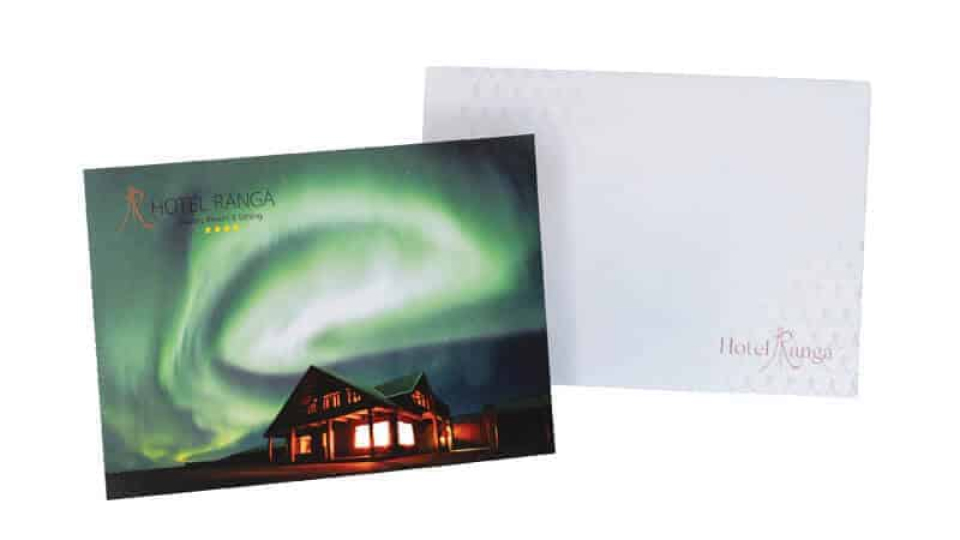 Hotel Rangá postcards decorated with the northern lights.