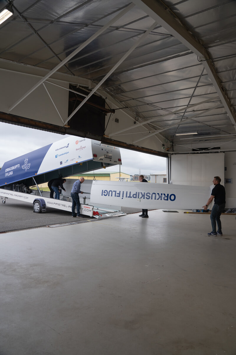 unloading Iceland's first electric aircraft 