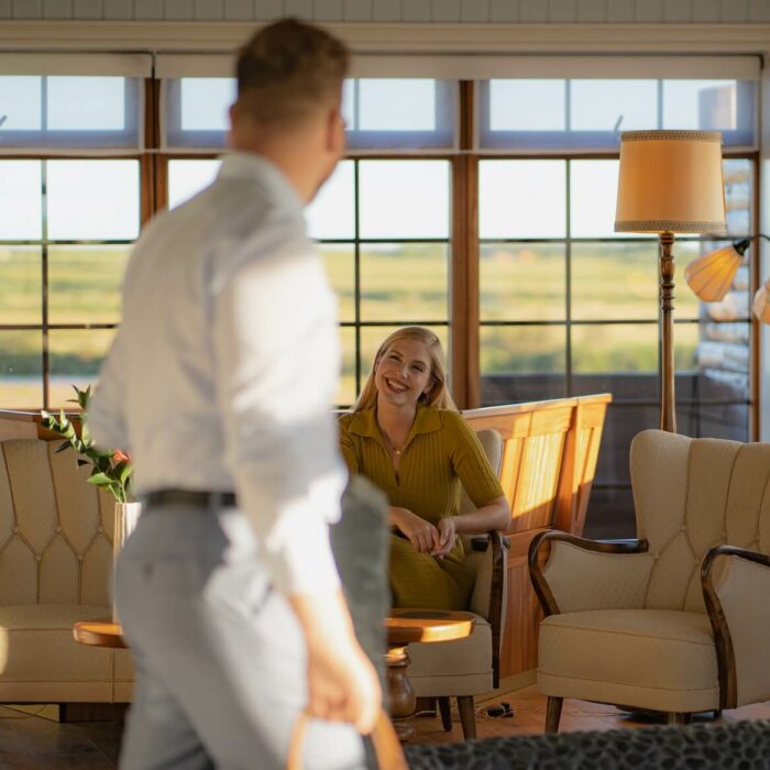 Guests sit in Hotel Rangá's luxury Icelandic Suite.