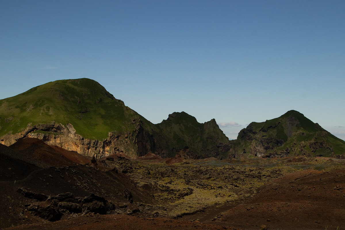 View from the top of Eldfell volcano in the Westman Islands.