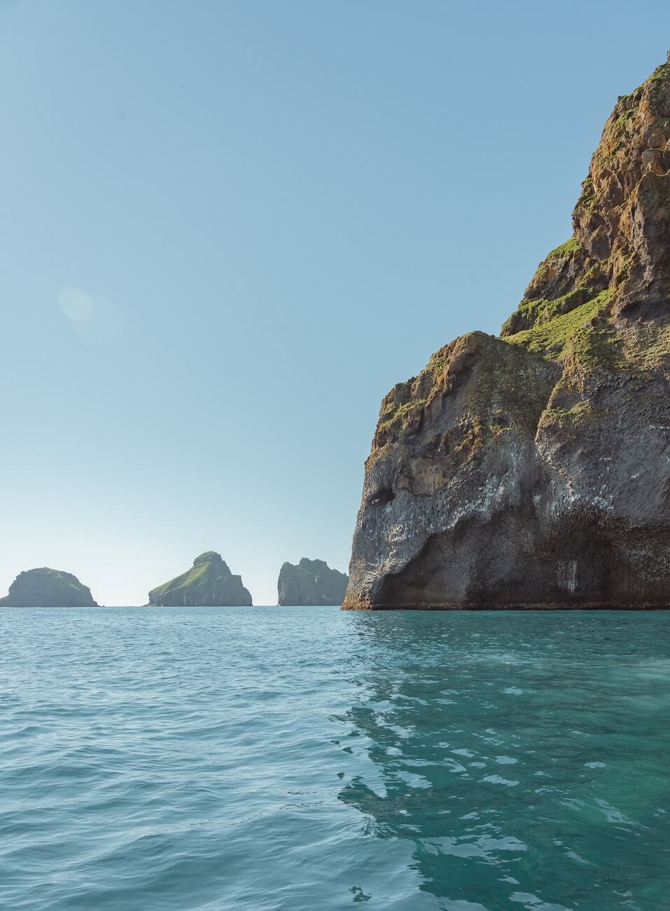 Elephant rock juts out into the sea on south Iceland's Westman Islands.