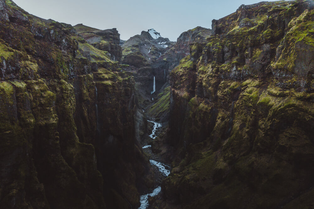 A canyon in south Iceland with a glacial river at its bottom.
